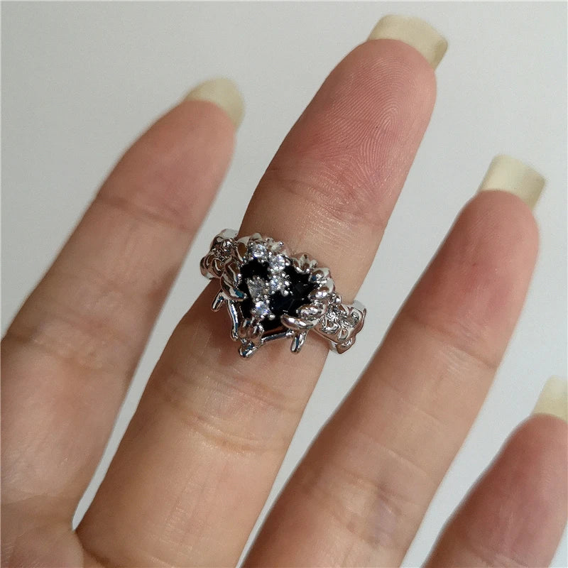 Black Aesthetic Open Rings Y2K