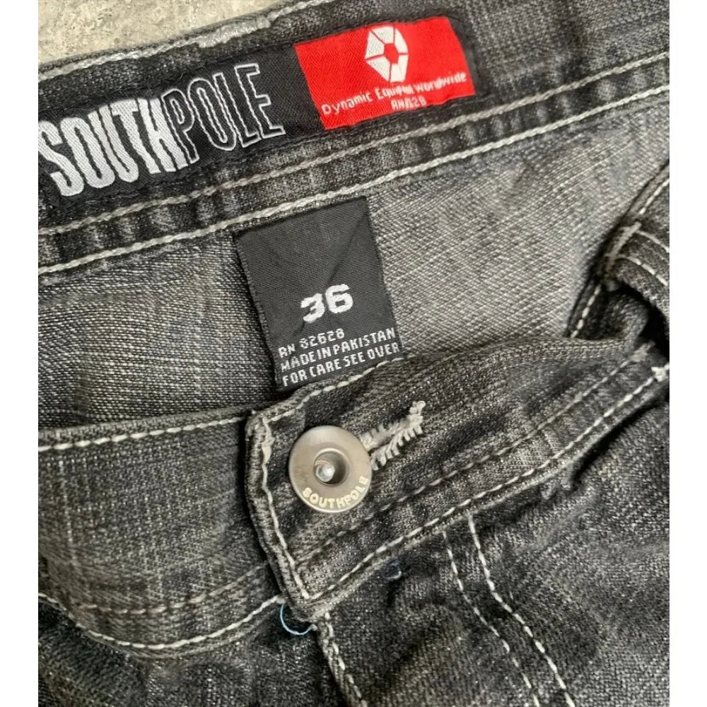 Black Solid Jeans Y2K Street Wear