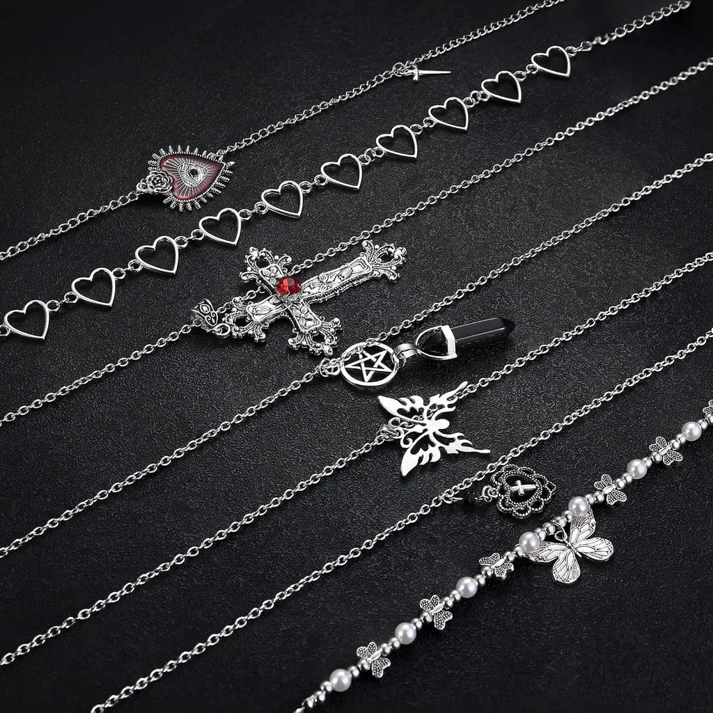 33Pcs Necklace Goth Earrings Y2k