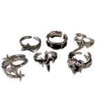 Black Aesthetic Open Rings Y2K