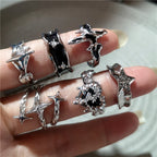 Black Aesthetic Open Rings Y2K