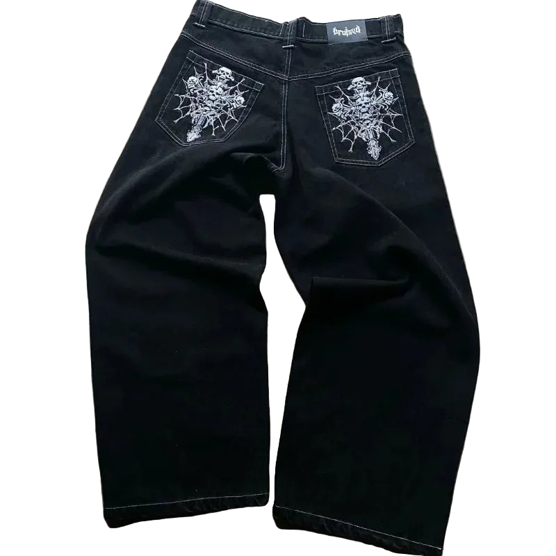 American Gothic Rock Skeleton Pattern Oversized Y2K