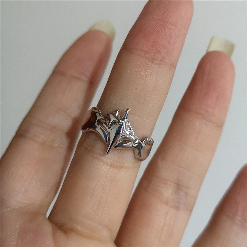 Black Aesthetic Open Rings Y2K