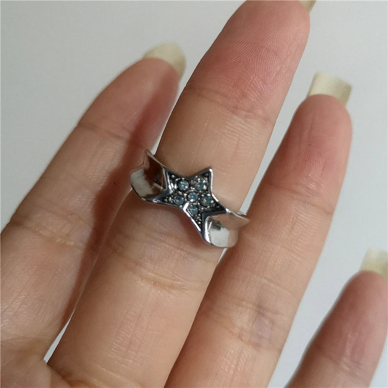 Black Aesthetic Open Rings Y2K