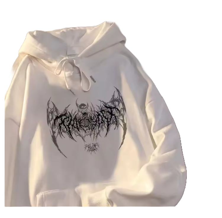 Skull Print Long Sleeve Hoodie