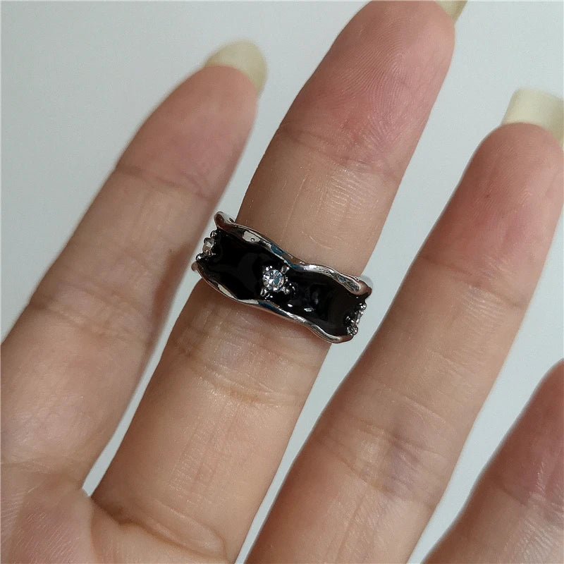 Black Aesthetic Open Rings Y2K