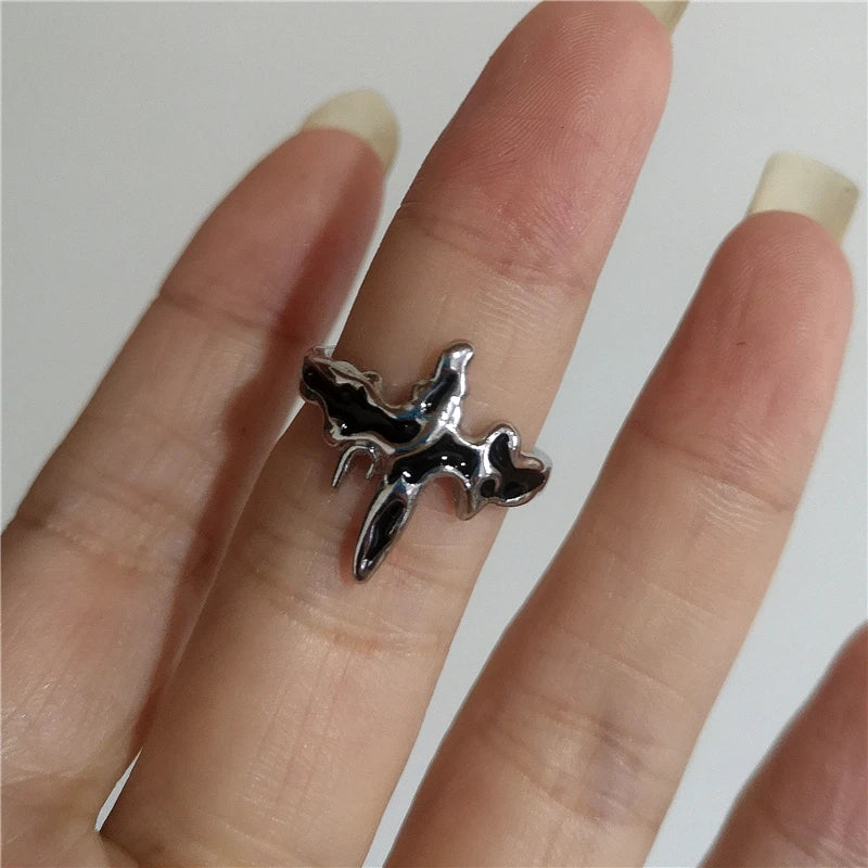 Black Aesthetic Open Rings Y2K